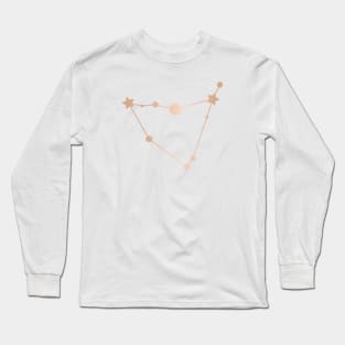 Capricorn Zodiac Constellation in Rose Gold Long Sleeve T-Shirt